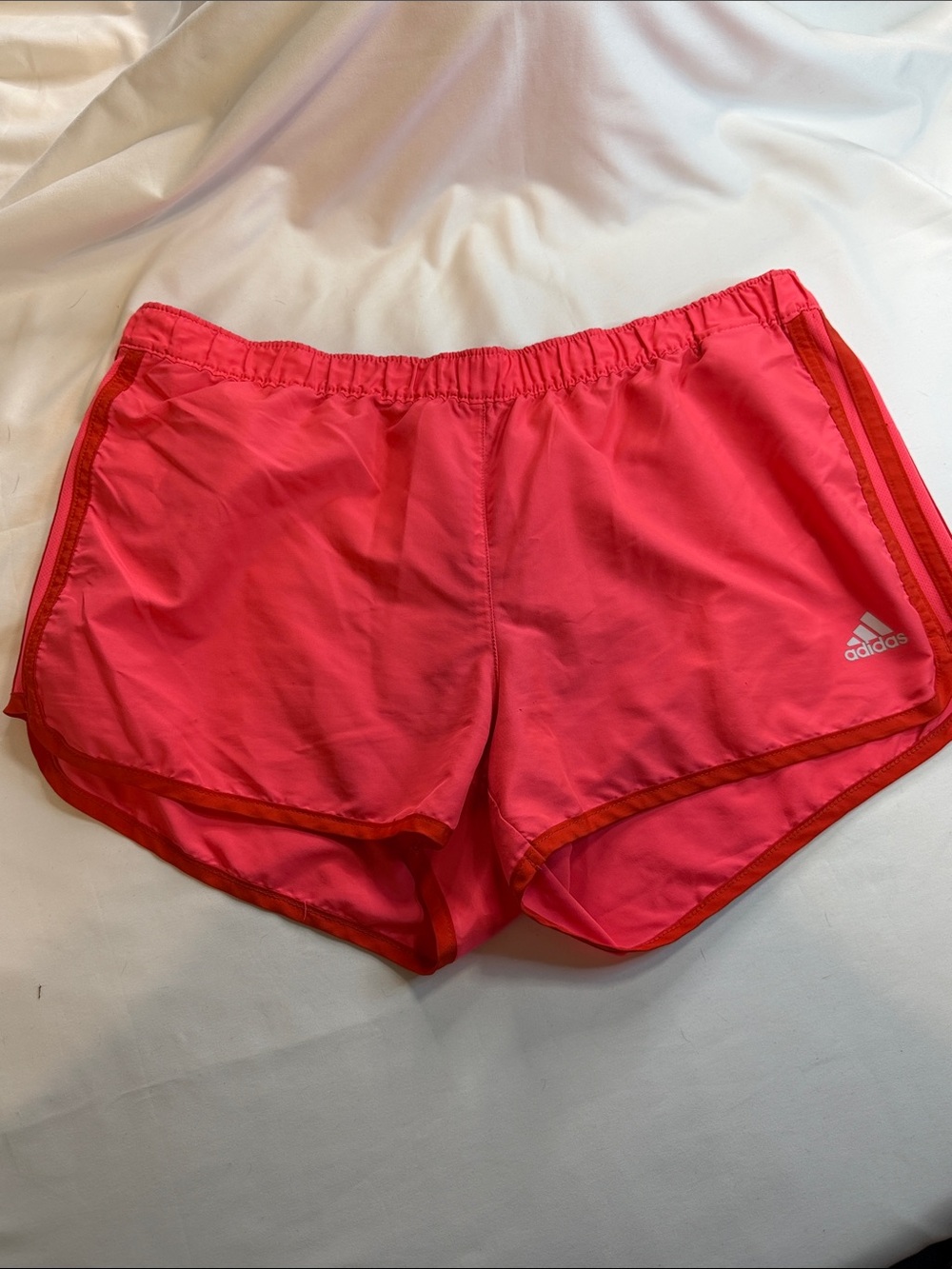 adidas Women's Hot Pink Athletic Shorts with Red Trim